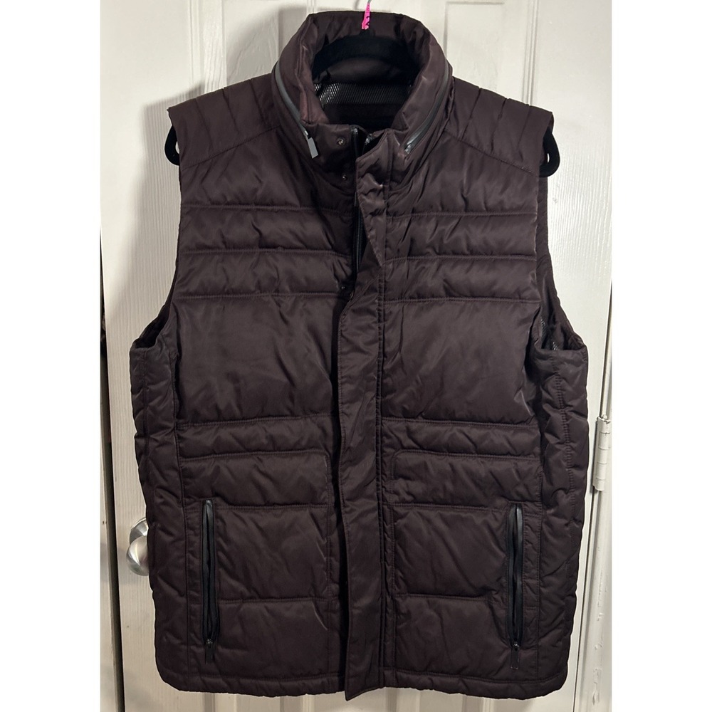 Men's Calvin Klein Puffer‎ Vest Size Large Maroon Zip Pockets Vintage Y2K
